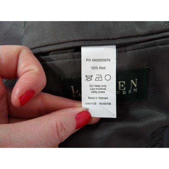 Lauren Ralph Lauren 42R Wool Blazer Grey Mens Career Sport Coat Suit Jacket - Picture 12 of 16